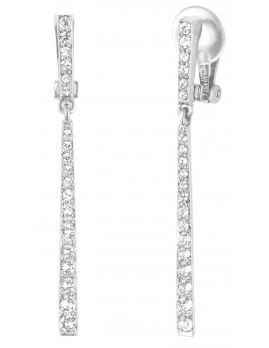 Traveller Drop Clip Earrings - Hanging - Rhdoium plated - Crystals - 157356
