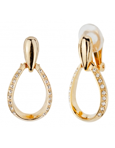 Traveller Drop clip earrings - Gold plated - Preciosa crystals - 157351