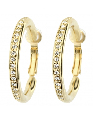 Traveller Clip earrings - Hoops - Gold plated - Preciosa Crystals - 33 mm - 155835