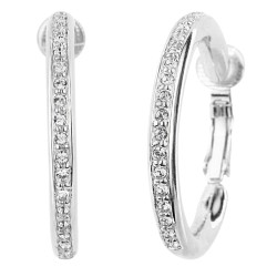 Traveller Clip-on Earrings - Hoops - Platinum plated - Preciosa Crystals - 33 mm