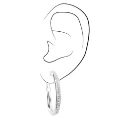 Traveller Clip-on Earrings - Hoops - Platinum plated - Preciosa Crystals - 33 mm