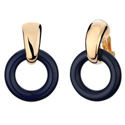 Traveller Drop Clip Earrings Gold plated blue resin - 157222