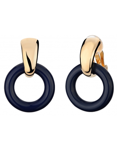 Traveller Drop Clip Earrings Gold plated blue resin - 157222