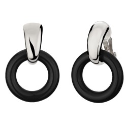 Traveller Clip Oorbellen - Hangers - Zilverkleurig - Zwart