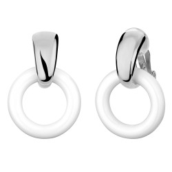 Traveller Earclips - Pendants - Silver Coloured - Ring - Ø25mm - Resin - White - Platinum Plated - 37x25mm