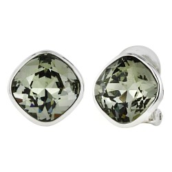 Traveller Clip earrings - Platinum plated - Crystals - Black - 155591