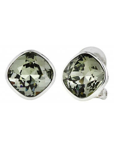 Traveller Clip earrings - Platinum plated - Crystals - Black - 155591