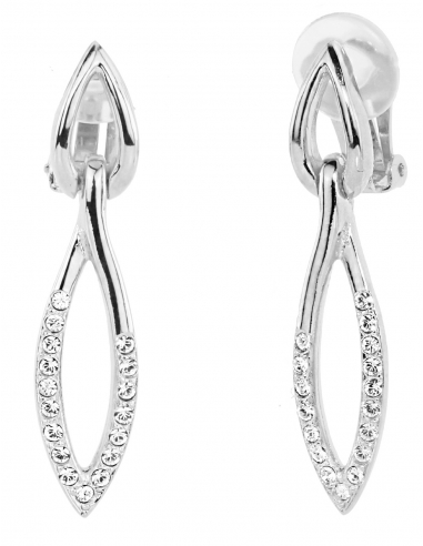 Traveller Drop clip earrings - Platinum plated - Preciosa crystals - 157392