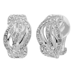 Traveller Clip-on Earrings - Silver Coloured - Crystals - Platinum Plated - 18x11 mm - 157394