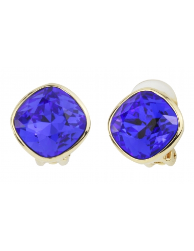 Traveller Clip earrings - Gold plated - Swarovski Majestic blue - 157407