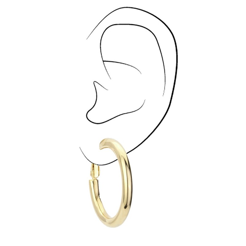 Traveller Clip Oorbellen - Oorringen - Goudkleurig - 33 mm - 22ct Verguld