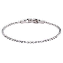 Traveller Armband Damen - Tennis Armband - Silberfarben - Kristalle - Platiniert - 17+2,5cm