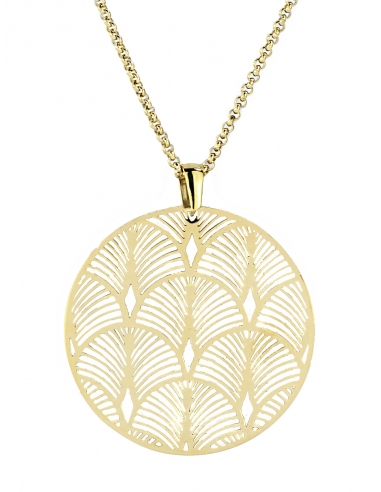 Traveller Pendant with chain Steel Gold plated 50/60 cm 181024