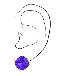 Traveller Clip Oorbellen - Verguld - Swarovski Kristallen - Majestic Blue - 15x15 mm - 157407