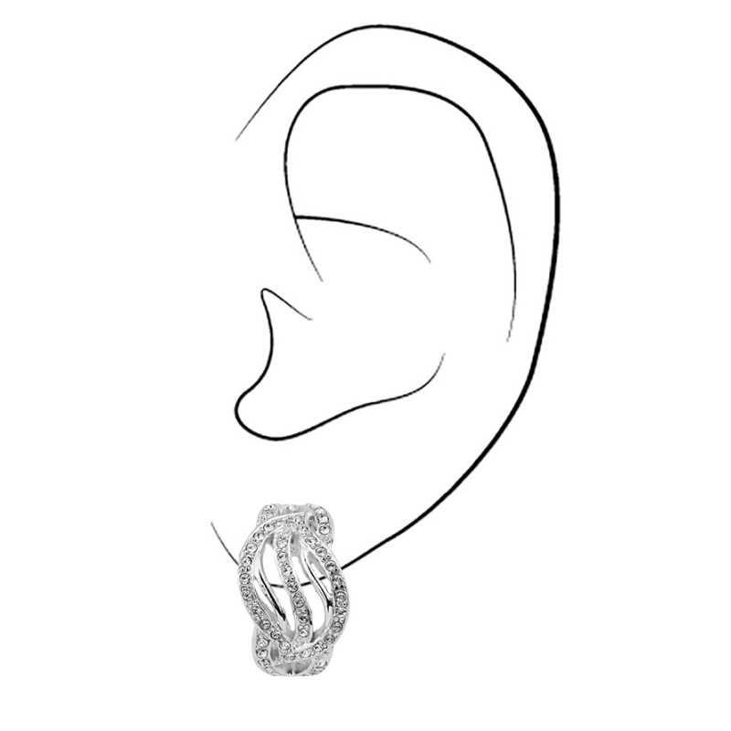 Traveller Clip Oorbellen - Zilverkleurig - Kristallen - Geplatineerd - 18x11 mm - 157394