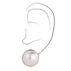 Traveller Ohrclips - Perlen - 16 mm - Weiß - Goldfarben - 22kt Vergoldet