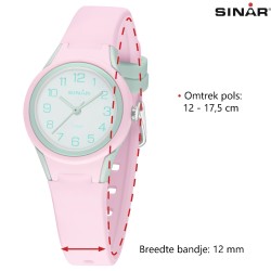 Sinar Horloge - Analoog - Roze / Mint - 29mm - 10 Bar - Verstelbaar Bandje 12-17,5cm - XB-47-9
