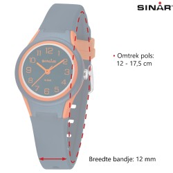 Sinar Horloge - Analoog - Donker Blauw / Oranje - 29mm - 10 Bar - Zacht Verstelbaar Bandje 12-17,5 cm - XB-47-12