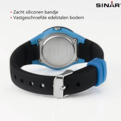 Sinar Horloge - Analoog - Zwart/ Blauw - 29mm - 10 Bar - Zacht Verstelbaar Bandje 12-17,5cm