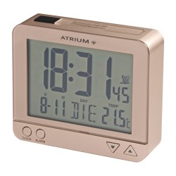 ATRIUM Wekker - Radiogestuurd - Digitaal - Rosé / Brons - Licht - Snooze - Opbouwende Pieptoon Alarm