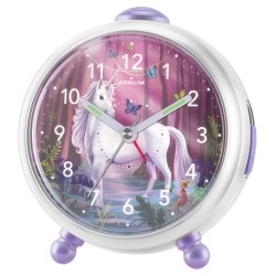 ATRIUM Unicorn Kinderwecker – Mädchenwecker lila/weiß – Leise ohne Ticken – Snooze, Licht und Alarm
