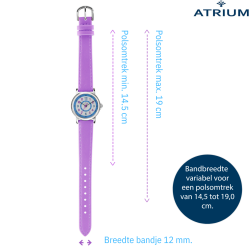 ATRIUM Kinderhorloge - Meisjes - Paars - Analoog - 5 Bar - Leercijferblad