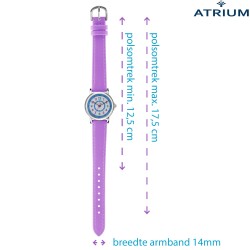 ATRIUM Kinderhorloge - Meisjes - Lila / Paars - Analoog - 5 Bar - Leercijferblad