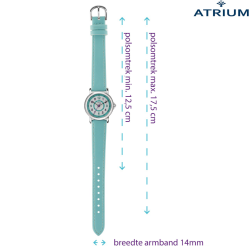 ATRIUM - Childrens Watch - Girls - Turquoise / Light Blue - 5 bar - Learning Dial - Clear - Adjustable Strap - A31-106