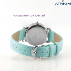 ATRIUM - Childrens Watch - Girls - Turquoise / Light Blue - 5 bar - Learning Dial - Clear - Adjustable Strap - A31-106