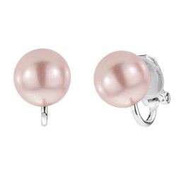 Osira Clip-on Earrings - Silver Coloured - Pearls - 10 mm - Pink - Platinum Plated - 118004/L