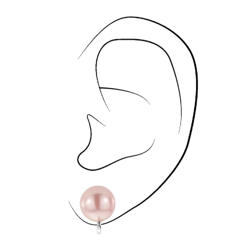 Osira Clip Oorbellen - Zilverkleurig - Parels - 10 mm - Roze - Geplatineerd - 118004/L