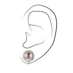 Osira Ohrclip - Vergoldet - Perle - 12 mm - Braun