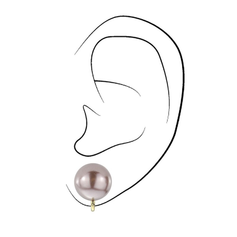 Osira Clip-on Earrings - Gold Plated - Pearls - 12 mm - Brown