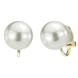 Osira Clip Oorbellen - Goudkleurig - Parels - 12 mm - Wit - Verguld - 118005/L