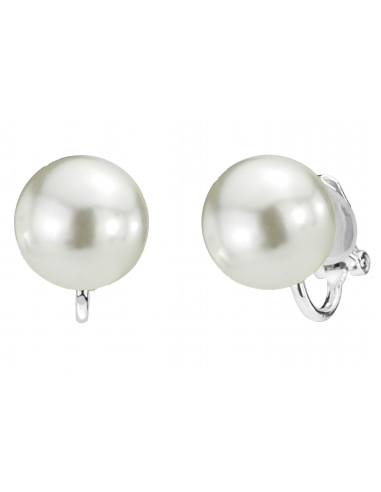 Osira Pearl clip earring - 12mm White - Platinum plated - 118006/L