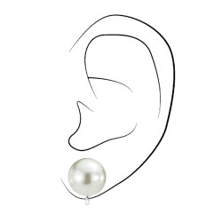 Osira Cli-on Earrings - Silver Coloured - Pearls - 12 mm - White - Platinum Plated