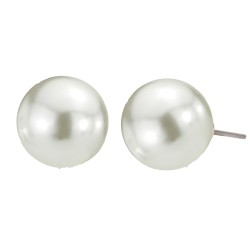 Osira Pierced earrings - Pearls - 12 mm - White - Gold plated