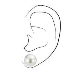 Osira Pierced earrings - Pearls - 12 mm - White - Gold plated
