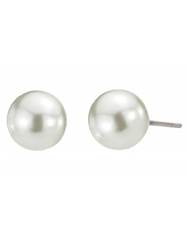Osira Pierced earrings - Pearls - 8 mm - White - Platinum plated - 118009/L