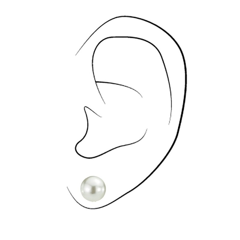Osira Pierced earrings - Pearls - 8 mm - White - Gold plated