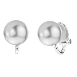 Osira Clip Oorbellen - Zilverkleurig - Parels - 10 mm - Lichtgrijs - Geplatineerd