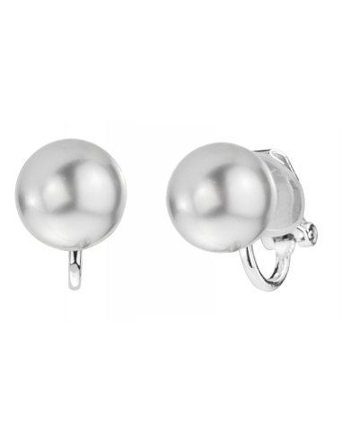 Osira Clip earrings - Pearls - 10 mm - Light grey - Platinum plated - 118003/L
