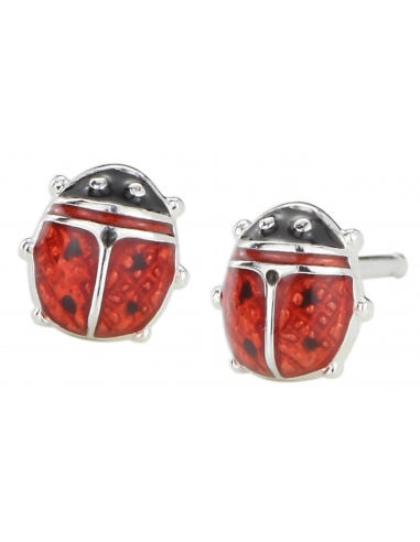 Traveller Girls Pierced Earrings Ladybird Rot Sterling Silver - 545226