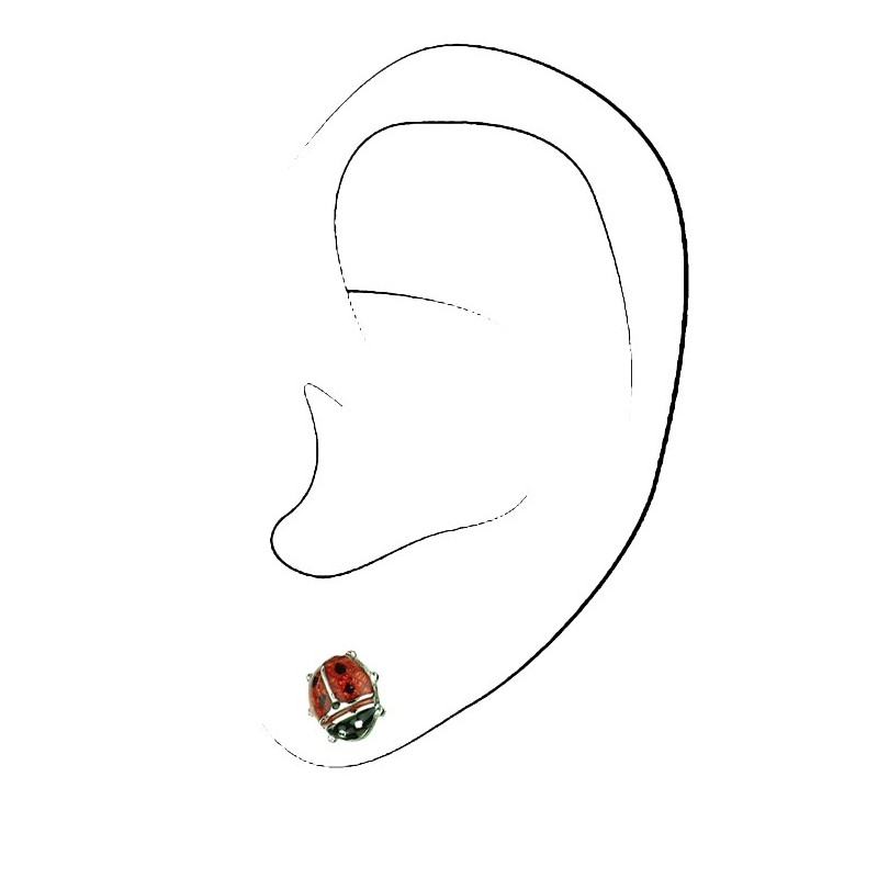 Traveller Earrings - Ladybird Marieta - Children - Sterling Silver - 545226
