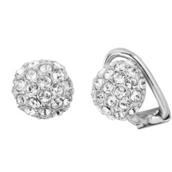 Traveller Clip-on Earrings - Silver Coloured - Crystals - Platinum Plated - 8 mm