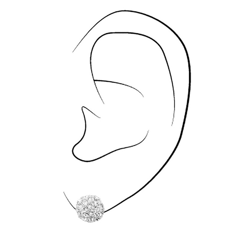 Traveller Clip Oorbellen - Zilverkleurig - Kristallen - Geplatineerd - 8 mm