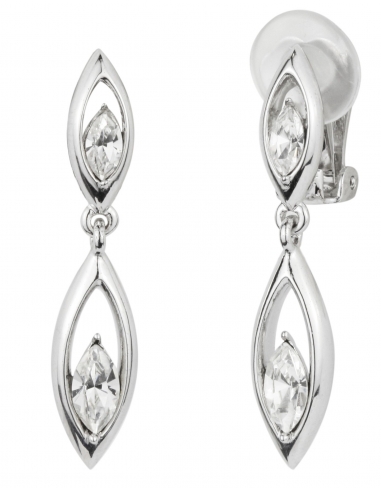 Traveller - Drop Clip Earring - Preciosa kristal - Platinum Plated - 157427