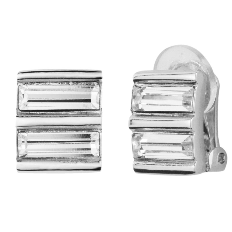 Traveller Ohrclip - Silberfarben - Swarovski Kristalle - Platiniert - 12x10 mm - 157434