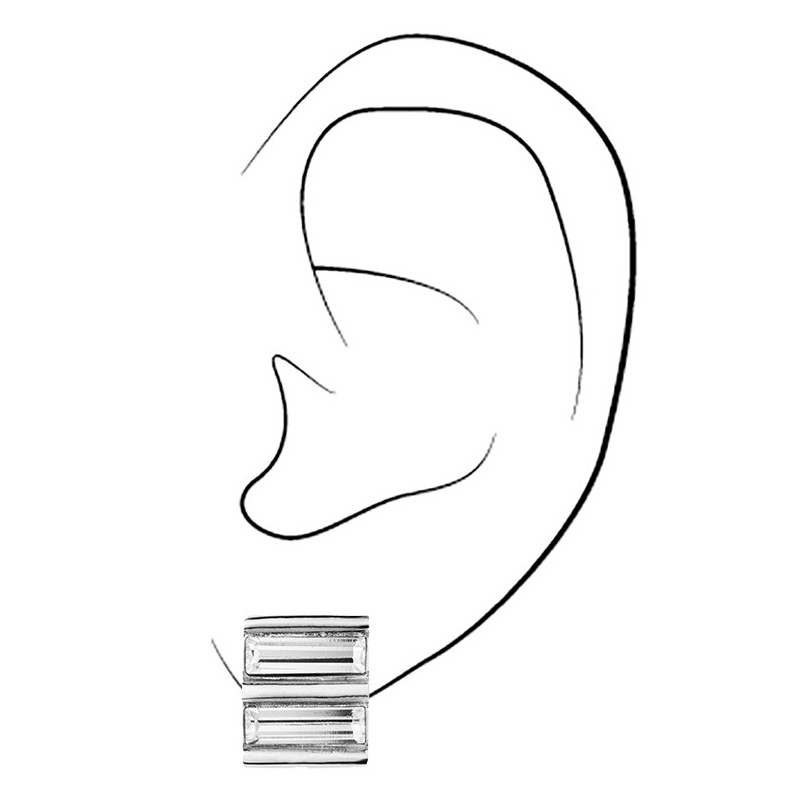 Traveller Clip Oorbellen - Zilverkleurig - Swarovski Kristallen - Geplatineerd - 12x10 mm