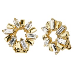 Traveller Clip Oorbellen - Verguld - Kristallen - Bloemvorm - 15mm - 157442